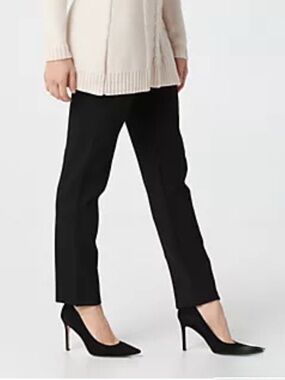 New Susan Graver Regular Ponte Knit Pull-On Pants w/ Seam Detail / Medium